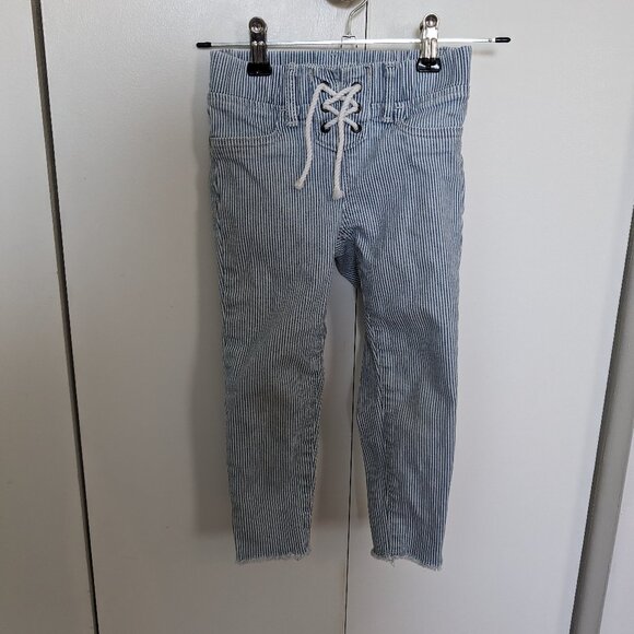 Baby Gap Tie-Front Blue Striped Legging Jeans - Size 4 - Picture 1 of 4